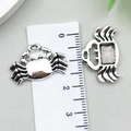 Detailed view of silver crab alloy pendants with ruler showing 2cm size scale - Ocean Crab Shape (22298)