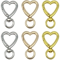 Set de 6 mosquetones de corazón de metal en colores plata, oro y oro rosa brillante - Colores mezclados (Juego de 6)