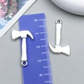 Vintage silver alloy axe pendant for DIY jewelry making with ruler for size reference - Antique Silver Tool Axe (8520)