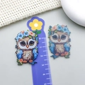 Vibrant owl-shaped acrylic charm DIY accessories for handmade jewelry 3cm - Blue Acrylic Double-Sided Animal Print Owl