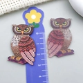 3.5cm colorful acrylic owl pendant for DIY jewelry and earrings with detailed feather print - Coffee Acrylic Double-Sided Animal Print Owl