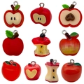 Set de 10 colgantes de manzana de resina roja con anillos para joyería DIY y artesanía - Mezcla de 10 Manzanas de Resina 10 Estilos 21.3g