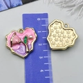 Pink and purple heart enamel pendants with rose and pearl details for DIY jewelry making - Pink Purple Gold Foil Heart Rose (24430)