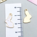 White enamel rabbit and carrot alloy pendant charm with gold-tone finish for DIY jewelry - White Enamel Rabbit