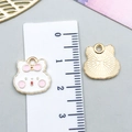 White enamel rabbit pendant with gold trim for DIY jewelry making and crafts - White Enamel Rabbit