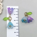 Purple and blue gradient lily of the valley acrylic flower charm with green leaf - Lily of the Valley Pendant (23263)