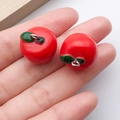 Paire de breloques pommes rouges en résine avec feuilles vertes pour bijoux à faire soi-même - Pomme en Résine Rouge 20x18mm 3.3g