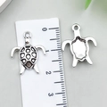 Silver sea turtle charms for DIY jewelry making with built-in loop and front texture - Ocean Turtle Shape (22294)