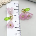 Pink acrylic lily of the valley pendant with white pearl and green leaf detail - Lily of the Valley Pendant (23264)