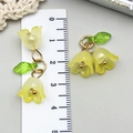 Yellow acrylic lily of the valley earrings with green leaves and gold metal accents - Lily of the Valley Pendant (23265)