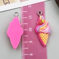 Detail view of 2.5cm resin ice cream cone pendants with pink cream and silver rings - Rose Red (Rainbow Strawberry Ice Cream Cone)