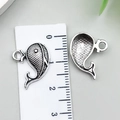 Antique silver whale fish alloy pendants with textured scales for DIY jewelry making - Ocean Dolphin Shape (22296)