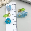 Blue lily of the valley acrylic earring with pearl detail and green leaf pendant - Lily of the Valley Pendant (23267)