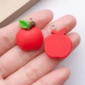Colgantes de manzana de resina roja para bisutería DIY con anillas de plata - Manzana de Resina Roja Mediana 20x24mm 2.5g