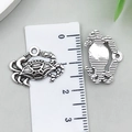 Antique silver crab charm pendants showing front and back details for DIY jewelry - Small Crab Shape (22301)