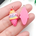 Macro shot of resin strawberry ice cream cone pendant with double-sided detail for DIY - Rose Red (24488)