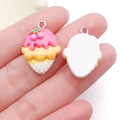 DIY resin ice cream cone charm with pink cream and cherry design for jewelry making - White Base Rose Red Ice Cream Cone