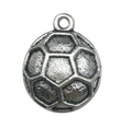 Detail shot of antique silver soccer ball pendant charm with realistic textured surface - Soccer Football Style (15721)
