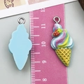 Rainbow resin ice cream charm pendant with metal loop for DIY necklaces and keychains - Lake Blue (Rainbow Strawberry Ice Cream Cone)