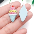 Pendentif en résine cornet de glace fraise DIY avec base bleue et vermicelles - Bleu Lac (24491)