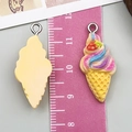 DIY colorful swirl ice cream resin pendant with yellow waffle cone and silver metal loop - Yellow (Rainbow Strawberry Ice Cream Cone)