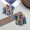 Colorful geometric acrylic elephant pendant with vibrant stained glass pattern for DIY jewelry - Mosaic Elephant Style (23974)