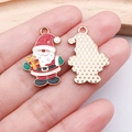 Detail of Santa Claus enamel alloy pendant with festive red and green drip oil finish - Red Gift Box Santa (25283)