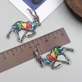 Colorful acrylic antelope animal pendant with geometric patterns for DIY jewelry making - Mosaic Deer Style (23975)