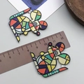 Bunter Acryl-Maus-Anhänger im Pop-Art-Stil mit geometrischen Mustern für DIY-Schmuck - Mosaik Maus Stil (23979)