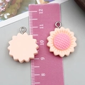 Pink resin sunflower charms for jewelry making, 2.3cm diameter with metal open rings - Pink Resin Sunflower (24325)