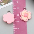 Pink and beige resin sunflower flower charms with silver loop for DIY jewelry, 2cm size - Plum Blossom Style (24326)