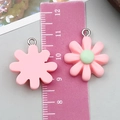 Pink resin sunflower charm with silver metal loop for DIY jewelry making and crafts - Seven Petal Flower Style (24327)