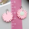 Pink resin daisy flower charm pendant with green center for DIY jewelry making - Little Daisy Style (24328)