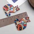Zweiteiliges Set bunte Acryl Katzenanhänger mit Glasmalkunst Muster für Bastelprojekte - Mosaik Katze Stil B (23987)
