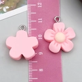 Pink resin flower charm for DIY jewelry making featuring five-petal cherry blossom design - Cherry Blossom Style (24330)