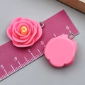 Pink resin rose flower charms with silver rings for DIY jewelry making and necklaces - Rose (24344) / Rose Red