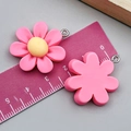 Pink resin flower charm pendants with silver loop for DIY jewelry making and necklaces - Seven-Petal Flower (24351) / Rose Red