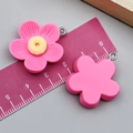 Pink resin five-petal flower charm with yellow center and silver metal loop, 2.5cm size - Five-Petal Flower (24352) / Rose Red