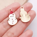Vista detallada del colgante de muñeco de nieve de esmalte para creación de joyas DIY - Red White Christmas Snowman