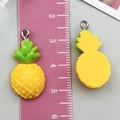DIY yellow resin pineapple pendant for jewelry making with green leaves and metal ring - Pineapple Style (24356) / 1 Piece (27x14x6mm) / Yellow