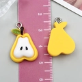 DIY resin pear charm pendant for handmade jewelry with realistic yellow peel and green leaf - Pear Style (24357) / 1 Piece (24x17x6mm) / Yellow