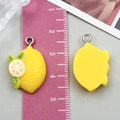 DIY lemon resin fruit pendant charm with yellow peel texture for jewelry making - Lemon Style (24359) / 1 Piece (25x15x6mm) / Yellow