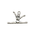 Antique silver gymnast charm performing a split, handmade pendant for jewelry making - Gymnastics Girl Style (9830)