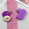 Purple resin plum pendant for DIY jewelry making with realistic fruit slice texture - Prune Style (24364) / 1 Piece (19x20x6mm) / Purple