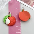 DIY resin lychee fruit pendant charm for jewelry making with metal loop attachment - Lychee Style (24365) / 1 Piece (23x20x7mm) / Red