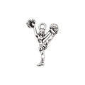 Antique silver cheerleading girl pendant with pom poms for DIY necklaces - Gymnast Girl Pose Style (9881)