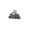 Antique silver cheer pendant with heart and I Heart to Cheer engraved text design - I Love To Cheer Heart Style (15716)