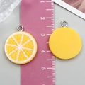 DIY handmade resin lemon slice charm pendant with silver ring for sweet jewelry making - Orange Slice Style (24366) / 1 Piece (23x19x3mm) / Yellow