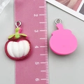DIY resin mangosteen pendant with silver hook for necklace and bracelet making - Mangosteen Style (24367) / 1 Piece (25x16x7mm) / White