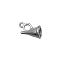 Polished silver megaphone charm pendant with double hanging loops for DIY jewelry - Team Megaphone Style (15724)